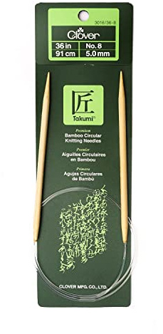 Clover Takumi Bamboo Circular 36-Inch Knitting Needles, Size 8