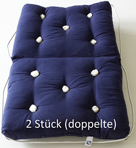 Seilflechter Tauwerk GmbH 2 x Kapok Kissen doppelt blau - 2er Pack - 2 Stück (ABB.ähnl.: 1 Hälfte hat nur 2 Knöpfe)