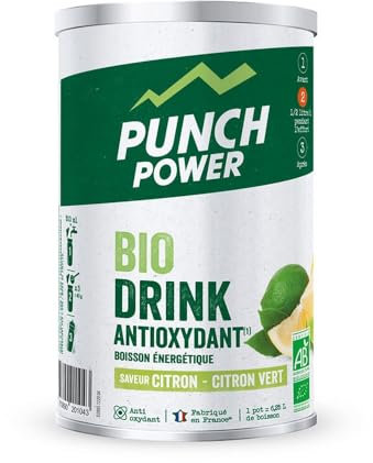 PUNCH POWER - Biodrink Antioxydant - Citron vert - Pot 500 g - Boisson Glucidique de l'effort - Riche en Vitamines - Bio - Sans Gluten - Marque Française