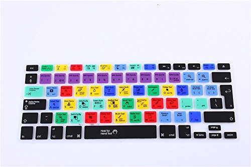 Se7enline Compatible with Adobe Photoshop Shortcuts Keyboard Cover PS Hot Keys Silicone Skin for Macbook Air 13 and Macbook Pro 13 inch 15 17 with or w/out Retina UK/EU Layout