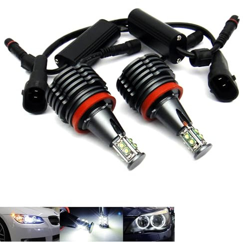2 faros delanteros LED de ángel con anillo de halo DRL H8 de 80 W para E90 E92 E82 E60 E70