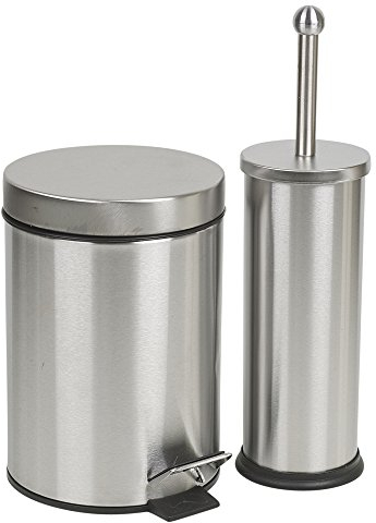 URBNLIVING Stainless Steel Matt Finish 3L Pedal Bin & Toilet Brush