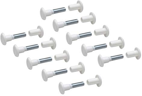 Metafranc Verbindungsschrauben 34 - 41 mm - M6 Gewinde - weiß - 10 Stück im Set - Ideal zum Verbinden von Möbelstücken / Möbelverbinder / Schrankverbinder / Möbelschraube / 361756