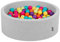 KiddyMoon 90X30cm/300 Bolas ∅ 7Cm Piscina De Bolas para Ninos Hecha En La UE, Grisclr:Verdeclr/Amarilo/Turq./Naranj/Rosaos/Morad
