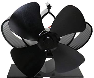 Ofenventilator, selbstbetrieben, mit 4 Flügeln aus Aluminium, effizient, warm, für große Räume, umweltfreundlich app.126 x 49 x 120mm/4.96 x 1.92 x 4.72in Schwarz