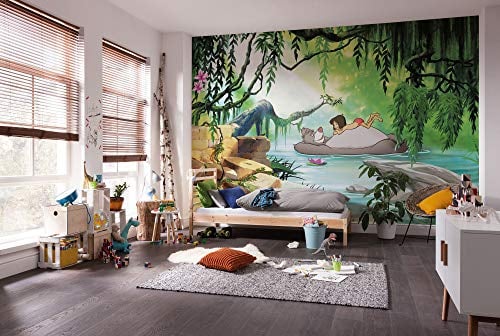 Komar Disney - Carta da parati fotografica, motivo: JUNGGLE Book Swimming with Baloo, dimensioni: 368 x 254 cm (larghezza x altezza), carta da parati per bambini, parete, cameretta dei bambini, 8-4106
