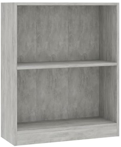 vidaXL Bücherregal 2 Fächer Standregal Wandregal Aktenregal Büroregal Regal Mehrzweckregal Schrank Raumteiler Betongrau 60x24x76cm Holzwerkstoff