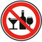 hin558 - Pegatina de prohibición de bebidas alcohólicas, redonda, diámetro 15 cm, autoadhesiva, advertencia para alcohol, prohibido beber alcohol, zona sin alcohol I hin558