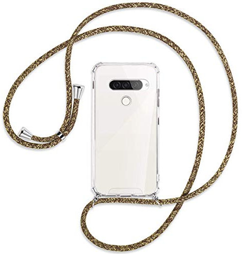 mtb more energy® Handykette kompatibel mit LG G8S ThinQ (LM-G810, 6.21'') - Natural - Smartphone Hülle zum Umhängen - Anti Shock Full TPU Case