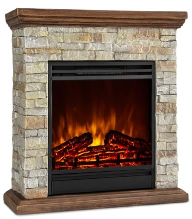 Klarstein Deko Kamin mit LED-Flammen, Elektro Kamin mit Heizung, 1800W Elektrischer Kamin, Sparsamer Kamin Elektrisch, Wandkamin mit Fernbedienung & Timer, Elektrische Kamine mit MDF-Gehäuse