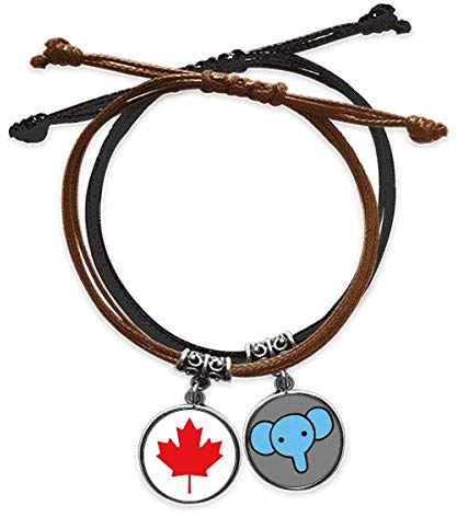 Red Maple Leaf Canada Country Culture Symbol Armband Seil Handkette Leder Elefant Armband