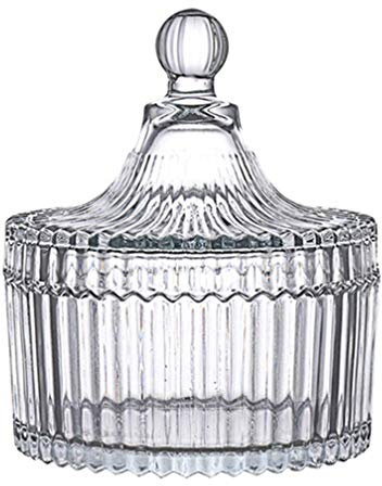 1PCS 300ml/10oz Tent Shaped Crystal Glass Candy Dish with Lid - Sugar Bowl Cookie Jar Biscuit Barrel Candy Buffet Storage Container for Home Office Desk Decor