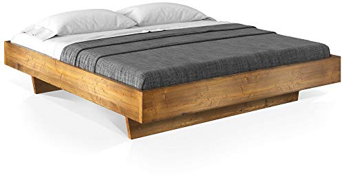 moebel-eins CURBY Massivholzbett Doppelbett Wangenbett ohne Kopfteil aus massiver Thermo -Fichte, hochwertige Verarbeitung, einfacher Aufbau, Made in Germany, 200 x 200 cm, Vintage