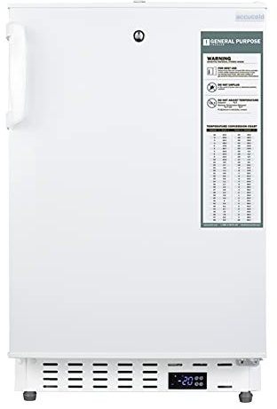 Accucold 20” Freezer, 2.47 cu.ft. Capacity, Undercounter, Built-in, Breakroom, ADA Compliant, -25°C Storage, White - ADA305AF