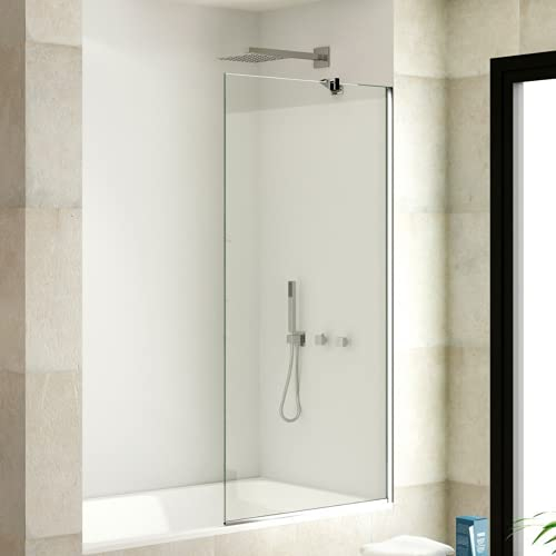 Mampara Bañera Fijo Cristal Templado 6mm | Mampara Biombo Bañera Fija Rectangular | Mampara Panel Bañera Transparente 90x150cm