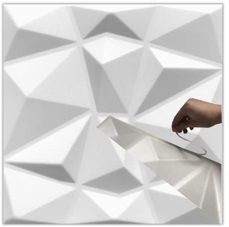 5qm / 3D Wandpaneele !!!Selbstklebend!!! Wandverkleidung Deckenpaneele Platten Paneele DIAMANT WHITE POLYSTYROL MATERIAL (5qm = 20Stück)