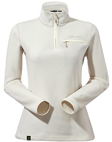 Berghaus Damen Prism 2.0 Micro Half Zip Fleece, zusätzliche Wärme, schmeichelnder Stil, langlebig, Weiß, 34 EU