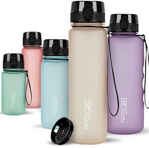 720°DGREE Trinkflasche 1l Sport “uberBottle“ softTouch +Sieb - BPA-Frei - Wasserflasche für Uni, Arbeit, Fitness, Fahrrad, Outdoor, Job - Sportflasche aus Tritan - Leicht, Stoßfest, Wiederverwendbar