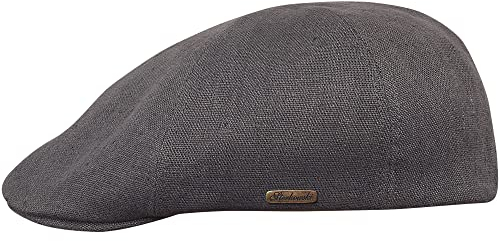 Sterkowski Rusty Duckbill Mütze | 100% Naturleinen Schiebermütze für Herren und Damen | Leichte Sommer Cabrio Flatcap Newsboy Gatsby Golf Cabrio Kappe Vintage Leichte Sonnen Schirm Mittelgrau 55
