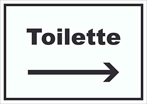 HB-Druck Toilette Schild mit Text und Richtungspfeil rechts Klo WC waagerecht A0 (841x1189mm)