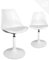 KAYELLES Chaise pivotante rotative Design rétro Vintage, siège Plastique Souple, Coussin Simili Cuir intégré, Base métal avec Silicone Anti dérapant NOSA – Lot de 2 (Blanc)