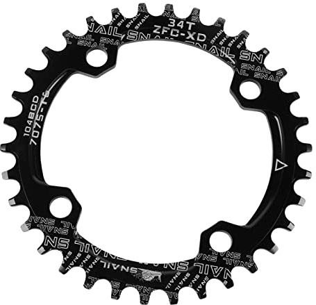 Jane Eyre Plato de Bicicleta 104mm BCD Negro 34T Plato de Dientes Positivo y Negativo Anillo de manivela de Plato Ancho Estrecho para Bicicleta de montaña MTB BMX de Carretera