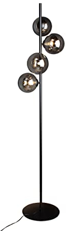 Stehleuchte Neptun,4-flammige (G9) Standlampe aus Metall in Schwarz,mit 4 Glaskugeln,moderne Stehlampe mit Fußschalter,Standleuchte,Wohnzimmerlampe…