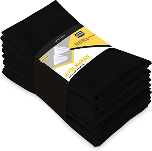 Utopia Kitchen Serviettes de Table en Tissu [12 Pack, Noir] 50x50 cm en Coton Mélangé Lavable et Réutilisable pour l'hôtel, Le Déjeuner, Le Restaurant, Les Mariages, Les Evénements et Les Fêtes