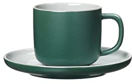 Ritzenhoff & Breker Jasper Kaffeetasse mit Untertasse, Grün, 240 ml, Kaffeegeschirr mit Soft-Touch-Haptik & Mattglasur, Spülmaschinengeeignet