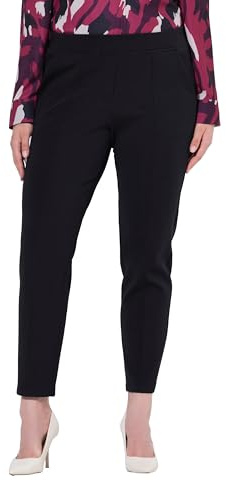Ulla Popken Damen große Größen Übergrößen Plus Size Hose, Punto-di-Roma-Jersey, konisches Bein, Elastikbund schwarz 46 812761100-46