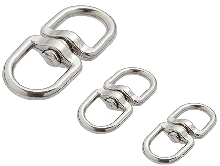 Drehwirbel Auge-Auge Wirbelschäkel mit ovalen Ösen Drehgelenk wähle aus 3 Längen 42/49/72mm oder Mix Stahl vernickelt bis 100Kg Bruchlast Schwenkgrill Angeln Drahtseil Seilwirbel (4,0x12, 1 Stück)