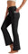 Glacspyg Yogahose Damen，Schlaghose mit Taschen V-Taille Bootcut Sporthose Freizeithose Jogginghosen für Fitness Schwarz M