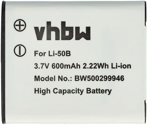 vhbw Akku kompatibel mit Ricoh Theta Z1 Kamera (600 mAh, 3,6 V, Li-Ion)