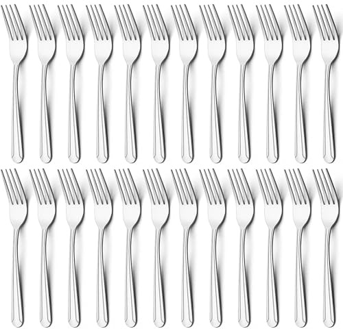 Stainless Steel Silver Mirror Polishing Cutlery Dinner Forks Set of 24 (17cm) - Table Forks for Home, Kitchen & Restaurant - Dishwasher Safe