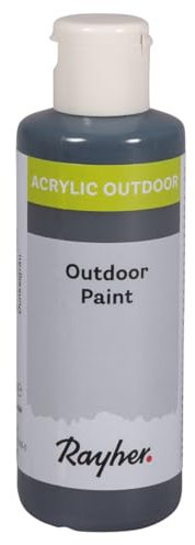 Rayher Outdoor Paint Acrylfarbe, dunkelgrau, Flasche 80 ml, auf Wasserbasis, hochpigmentierte Acrylfarbe, ideal für den Außenbereich, wetterfest, lichtecht, witterungsbeständig, 35070570