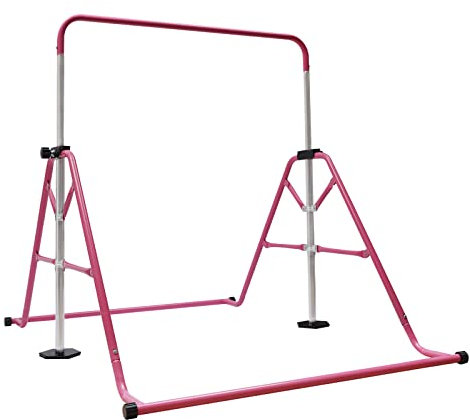 Horizontale Gymnastikstangen für Kinder, horizontale Klimmzugstange, faltbar, verstellbar, Gymnastik für zu Hause (Rosa)