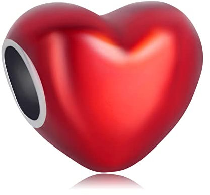 Doyafer 925 Charms ciondolo in argento sterling rosso a forma di cuore per le donne bracciali collana regalo