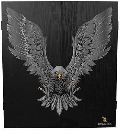RUTHLESS | Eagle Dart Board Cabinet | Professional Heavy Duty Square Black Dartboard Storage