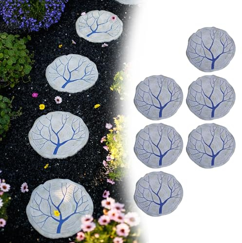 Décoration de Jardin Tremplin Rond pour Pelouse de Patio 3 Pièces 6 Pièces, Pierres Décoratives de Pas de Cour de Jardin de Style Chinois, Pavés à Motif de Tronc D'arbre, Ornement Extérieur ( Color :