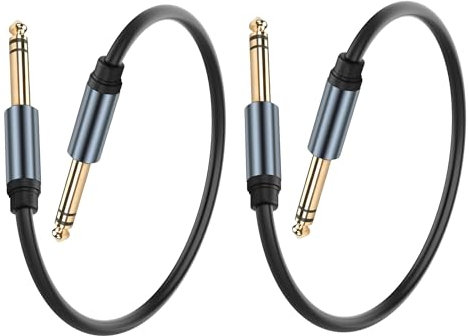 JSADZKJ Cavo stereo TRS da 1/4 da 6,35 mm maschio a 6,35 mm maschio TRS stereo audio 0,98 FT 1/4 per chitarra Bass Amplificatore 2 pezzi