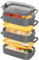 Beeptrum Brotdose, Lunchbox Erwachsene,stapelbare 2200ml Bento Lunchbox mit Utensilienset, 3 Fächer verstellbar, auslaufsicher, BPA-frei, mikrowellengeeignet,Grau