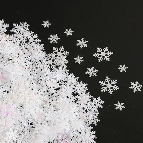 800 Stück Schneeflocken Papier Deko Weihnachtstisch Deko Weihnachten Konfetti Glitzer Schneeflocken Schneeflocken Weihnachtsbaum Schneeflocken Konfetti für Feiertagsdekorationen Partydekorationen