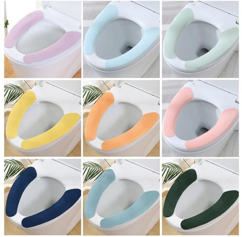 Kellegour 9 Paar Toilettensitzbezug WC Sitzbezüge,Wc Wärmer Pad WC Abdeckung Pad,Toilettensitzbezug Weich für Toilettensitze,Zuhause,Reisen,9 Farben