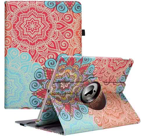 New iPad 9th/ 8th/ 7th Generation Case (10.2 inch) - 360 Degree Rotating Stand Smart Protective Cover, with Auto Sleep Wake Feature for Apple iPad 10.2 Inch 2021/2020/2019 (Red national wind)
