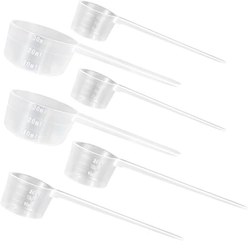 6 PCS Measuring Spoons, Protein Powder Scoop 5g 10g 15g Dishwasher Safe Reusable Spoons Transparent Dosing Spoon for Protein Creatine Liquids Cooking Fitness Kitchen