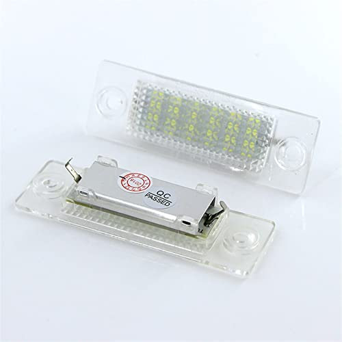 QASULER 2pcs CANbus 12V 18 Car LIGHT License Number Plate Lights Lamp, for VW Transporter T5, for Caddy, for Touran, for Golf, for Passat White 6000k LED Number Plate Light