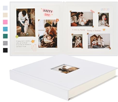 Pssoss Album de scrapbooking 25,4 x 25,4 cm, couverture rigide en lin, 40 | Livre de souvenirs pour bébé, mariage, famille, anniversaire, photos de voyage et souvenirs, papier sans acide de qualité