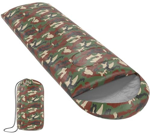 ZENO Sleeping Bag | Sleeping Bags For Adults | Waterproof & Lightweight | 3 Season Sleeping Bag | Includes Lightweight Carry Bag | Ideal For Cold & Warm Weather | Comfort Padded (Camo)