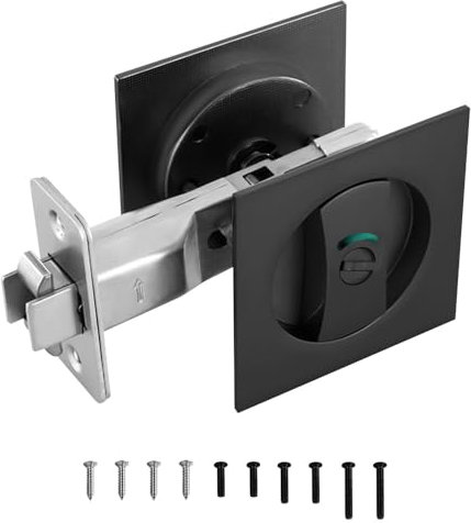 Serrure de Porte Coulissante a Galandage,Serrure de Porte Coulissante a Cavité,avec Indicateurs de Couleur et Poignée Affleurante,pour Portes Intérieures/Extérieures