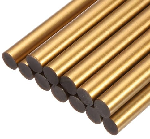 QUARKZMAN 12 Stück Heißklebestifte 11mm x 100mm Heißklebesticks Bunt Heißklebepistole Sticks Heißkleber Klebestifte Klebstoff für DIY Kunsthandwerk Abdichtung Bronzegold